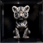 Tattooed Tiger Cub - Framed Animal Wall Art