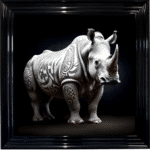Tattooed Rhino - Framed Animal Wall Art