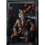 Tiger in floral suit - Framed Animal Wall Art
