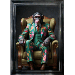 Chimp in floral suit - Framed Animal Wall Art
