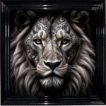 Tattooed Lion - Framed Animal Wall Art