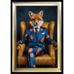 Fox in floral suit - Framed Animal Wall Art