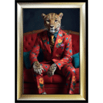 Leopard in floral suit - Framed Animal Wall Art