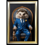 Hedgehog in floral suit - Framed Animal Wall Art