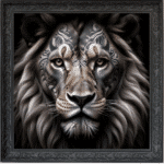 Tattooed Lion - Framed Animal Wall Art