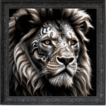 Tattooed Lion II - Framed Animal Wall Art