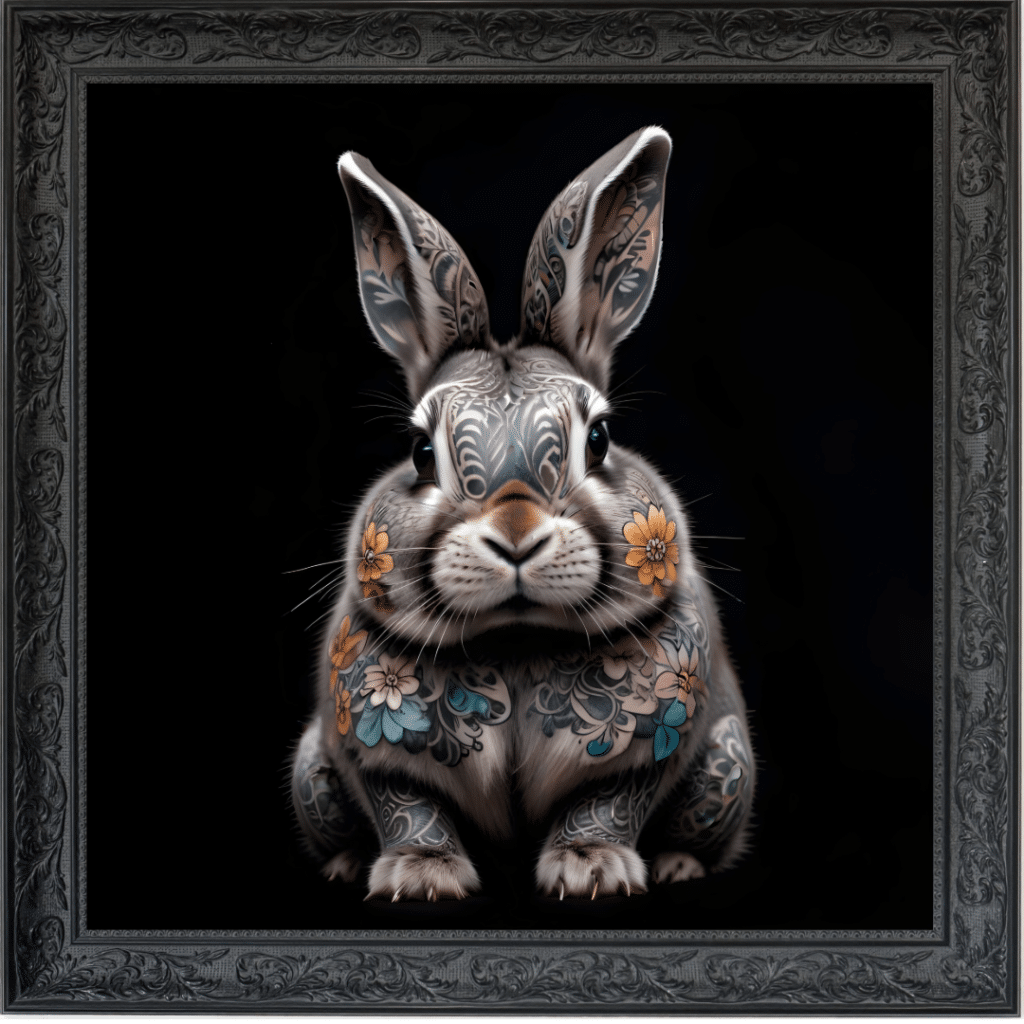 Tattooed Rabbit - Framed Animal Wall Art