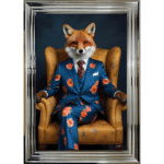 Fox in floral suit - Framed Animal Wall Art