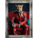 Leopard in floral suit - Framed Animal Wall Art