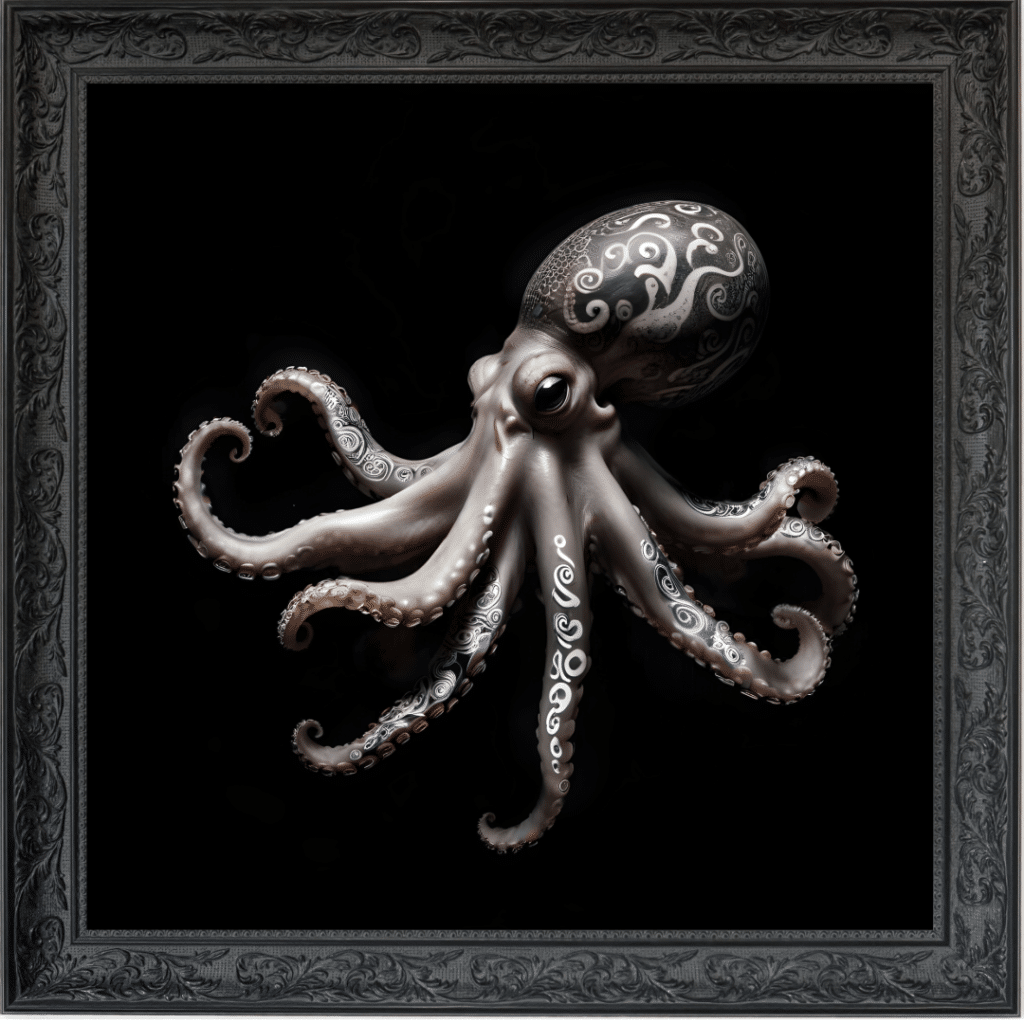 Tattooed Octopus - Framed Animal Wall Art
