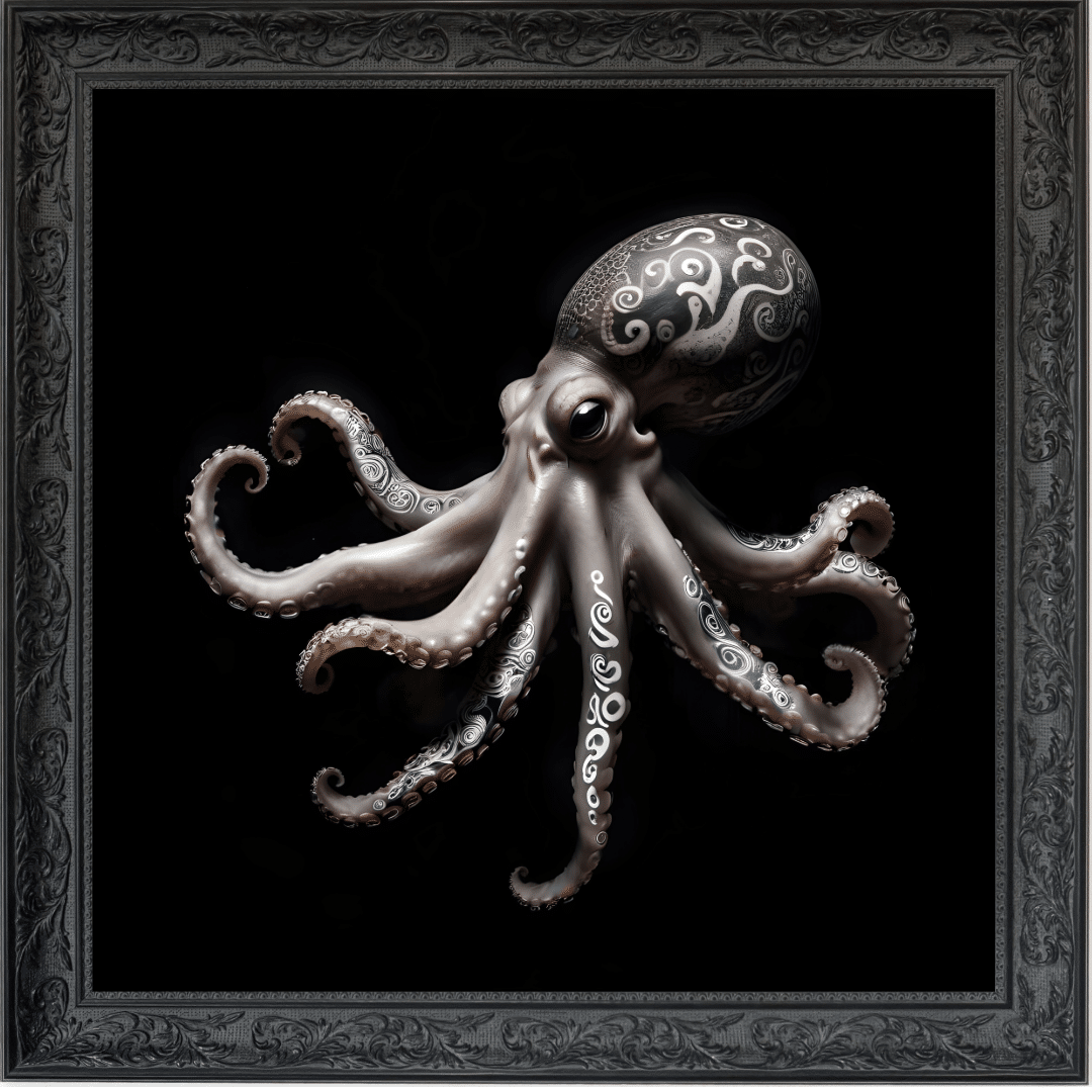 Untitled (37) Tattooed Octopus - Framed Animal Wall Art