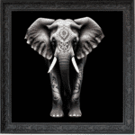 Tattooed Elephant - Framed Animal Wall Art