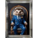 Hedgehog in floral suit - Framed Animal Wall Art