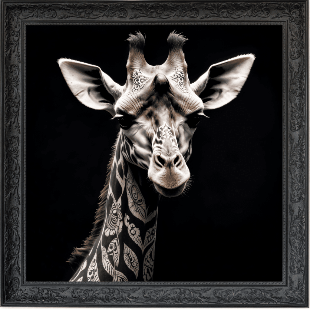 Tattooed Giraffe - Framed Animal Wall Art
