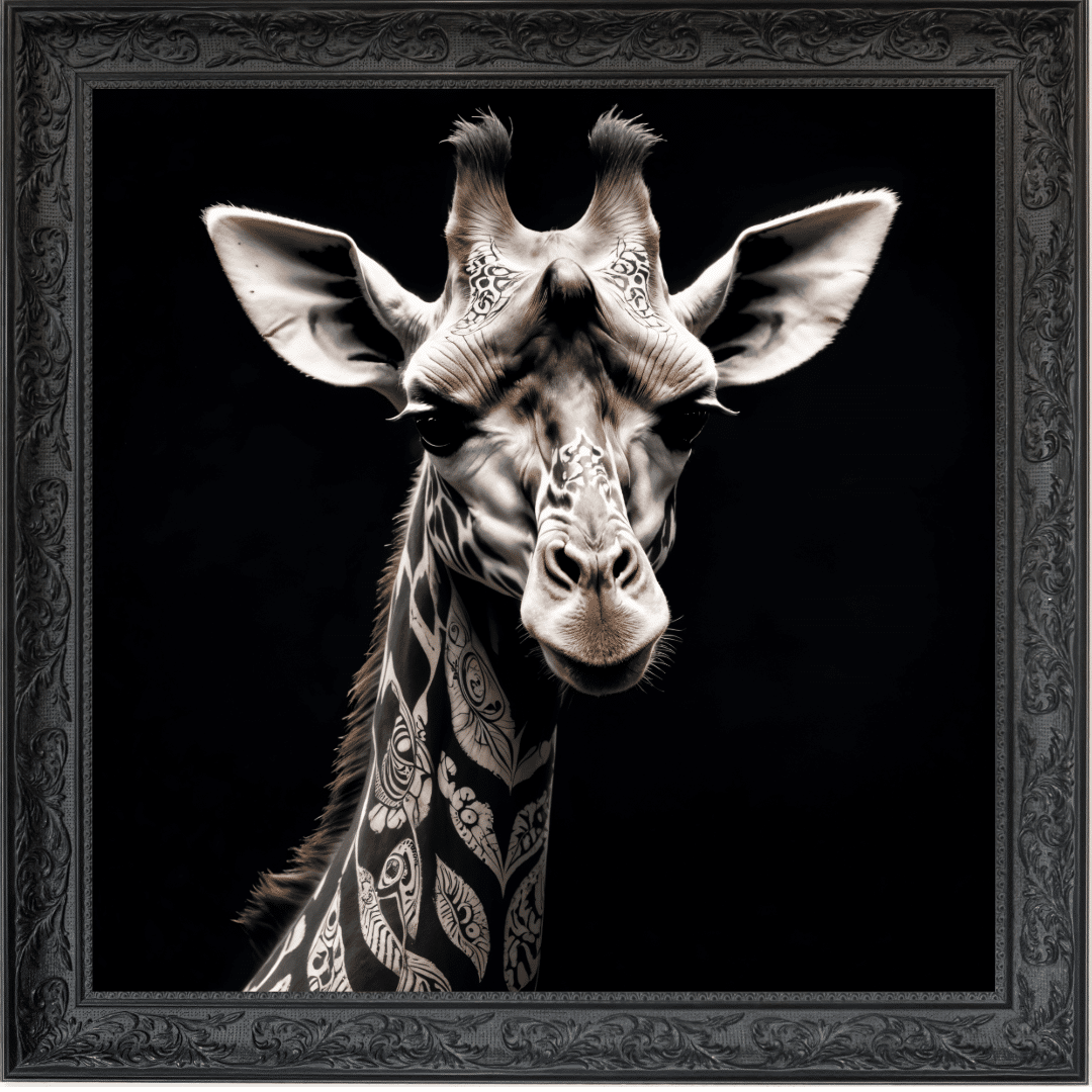 Untitled (42) Tattooed Giraffe - Framed Animal Wall Art
