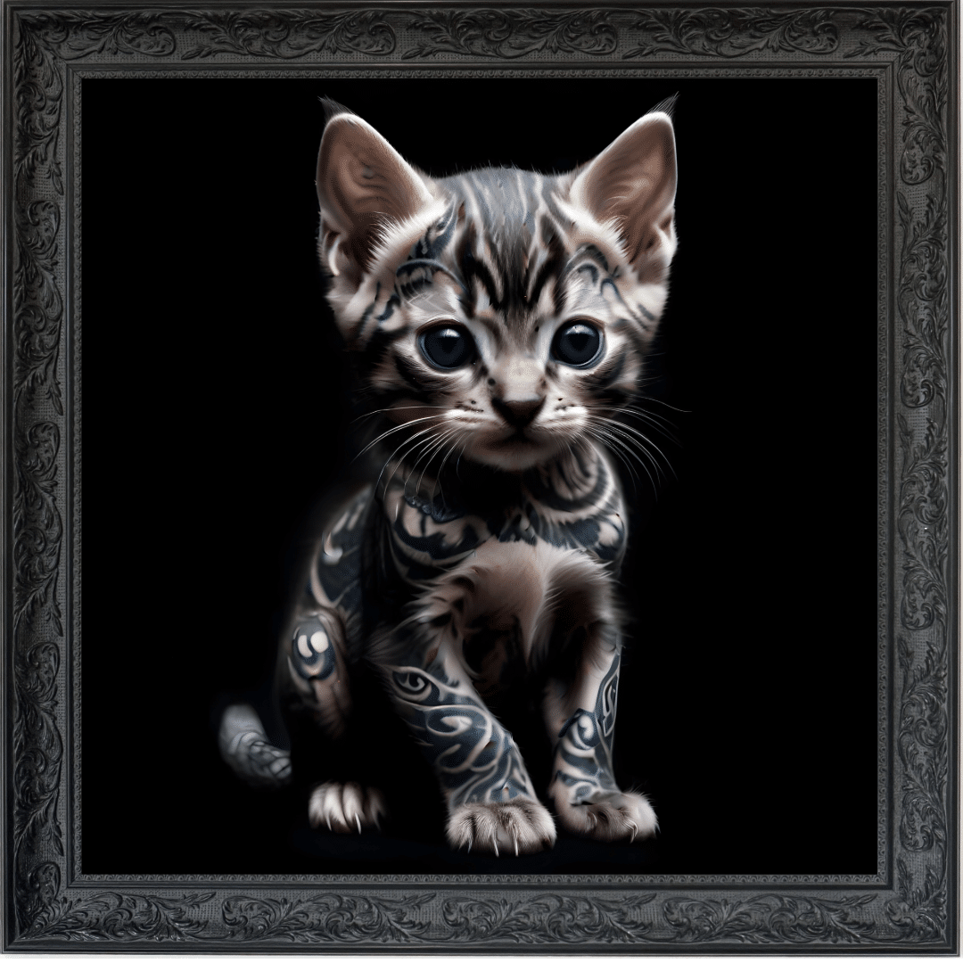 Untitled (43) Tattooed Kitten - Framed Animal Wall Art