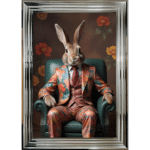 Rabbit in floral suit - Framed Animal Wall Art