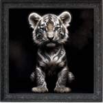 Tattooed Tiger Cub - Framed Animal Wall Art