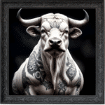 Tattooed EL Toro - Framed Animal Wall Art