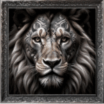 Tattooed Lion - Framed Animal Wall Art
