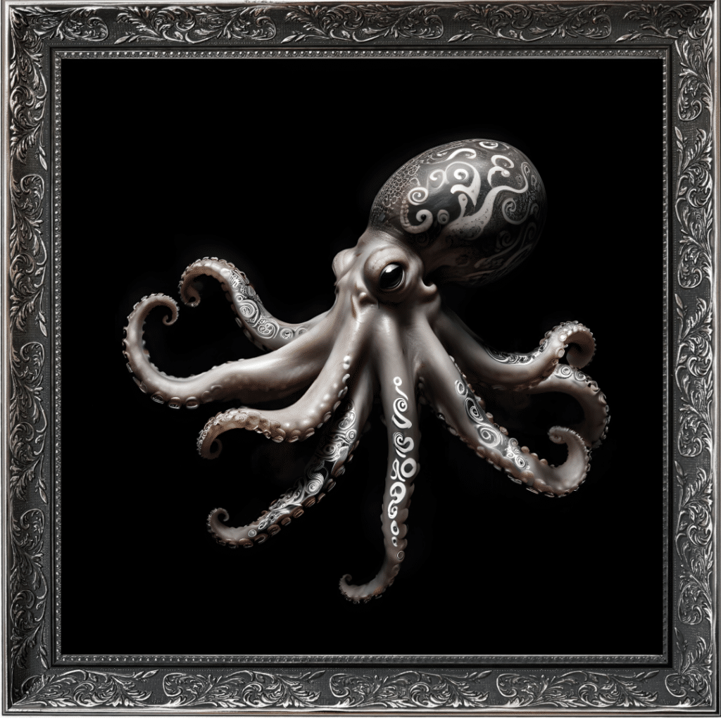Tattooed Octopus - Framed Animal Wall Art