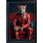 Leopard in floral suit - Framed Animal Wall Art