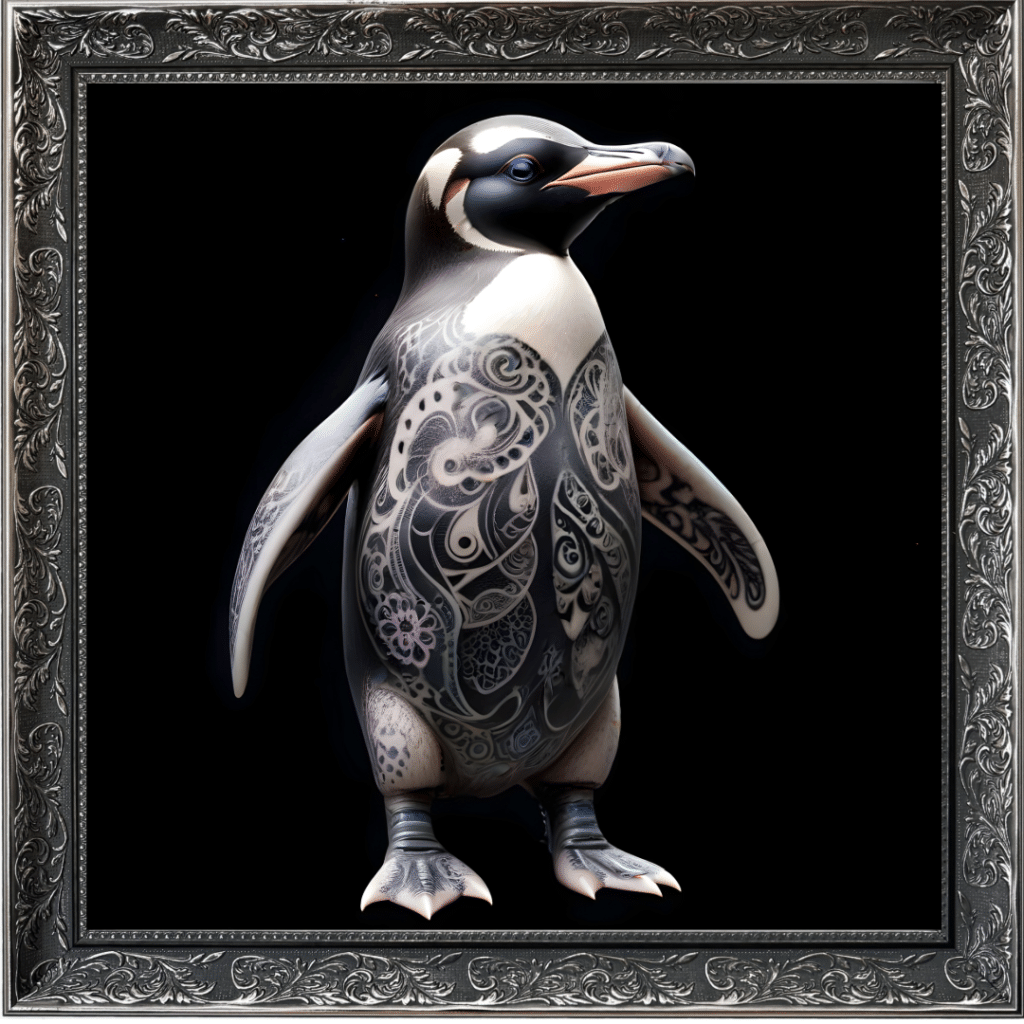 Tattooed Penguin - Framed Animal Wall Art