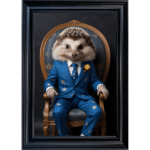 Hedgehog in floral suit - Framed Animal Wall Art