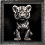 Tattooed Tiger Cub - Framed Animal Wall Art