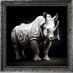 Tattooed Rhino - Framed Animal Wall Art