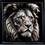Tattooed Lion II - Framed Animal Wall Art