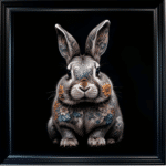 Tattooed Rabbit - Framed Animal Wall Art