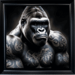 Tattooed Gorilla - Framed Animal Wall Art