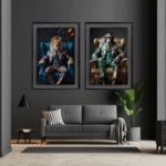 Chimp in floral suit - Framed Animal Wall Art - Image 6