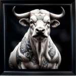 Tattooed EL Toro - Framed Animal Wall Art