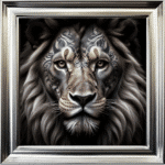 Tattooed Lion - Framed Animal Wall Art