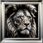Tattooed Lion II - Framed Animal Wall Art