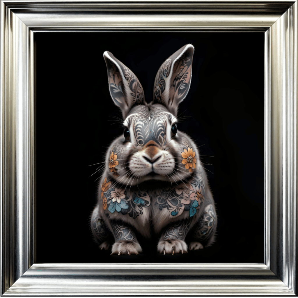 Tattooed Rabbit - Framed Animal Wall Art
