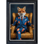 Fox in floral suit - Framed Animal Wall Art