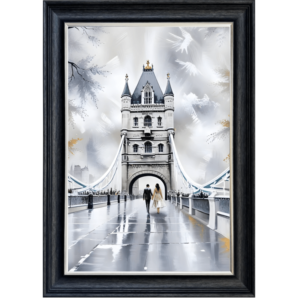 Romantic Bridge Walk - Framed Wall Art