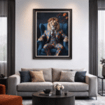 Lion in floral suit - Framed Animal Wall Art - Image 5