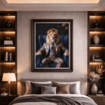 Lion in floral suit - Framed Animal Wall Art - Image 4