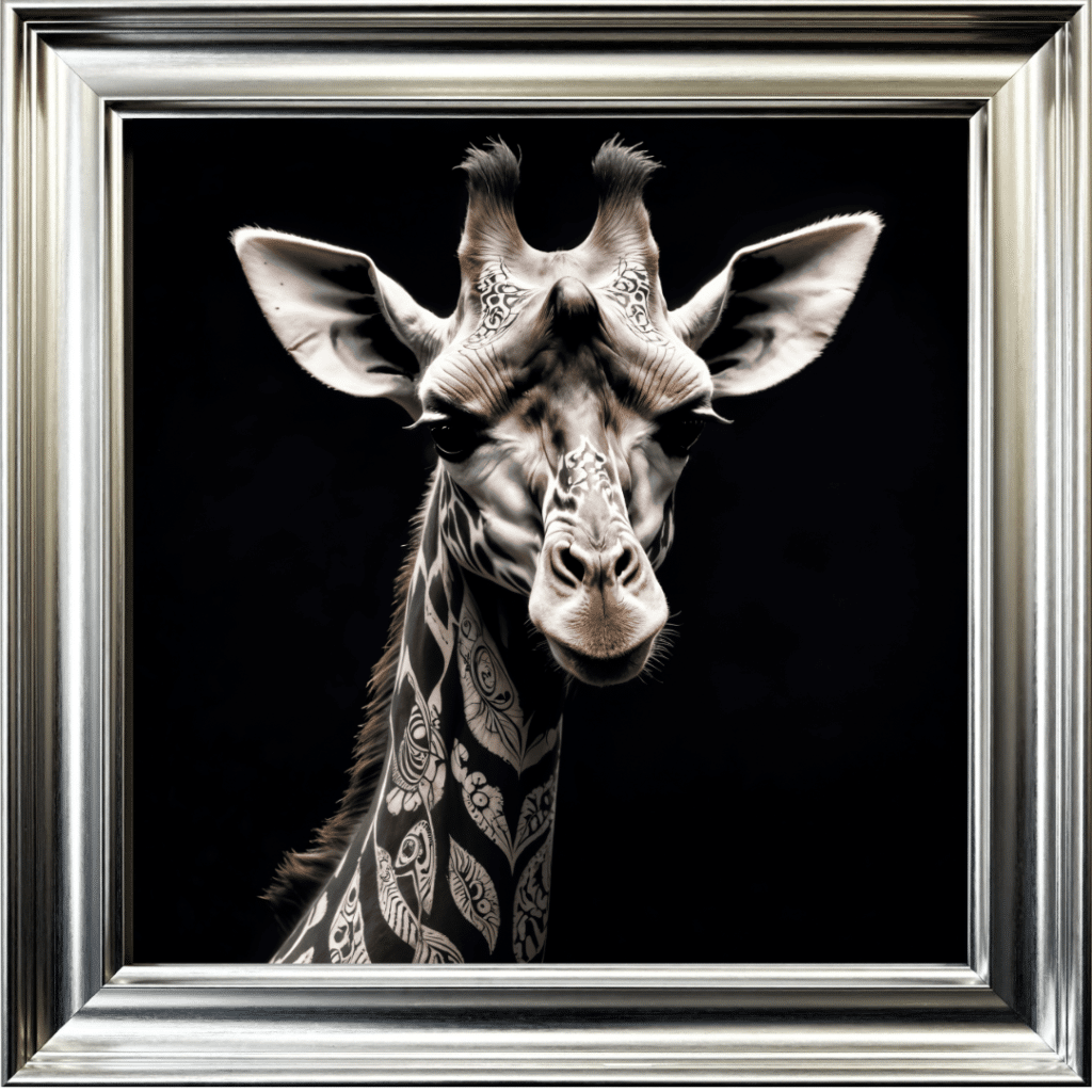 Tattooed Giraffe - Framed Animal Wall Art