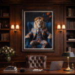 Lion in floral suit - Framed Animal Wall Art - Image 2