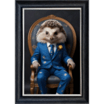 Hedgehog in floral suit - Framed Animal Wall Art