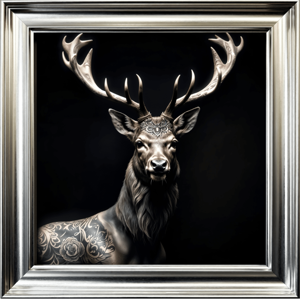 Tattooed Stag - Framed Animal Wall Art