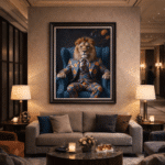 Lion in floral suit - Framed Animal Wall Art - Image 3