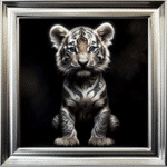 Tattooed Tiger Cub - Framed Animal Wall Art
