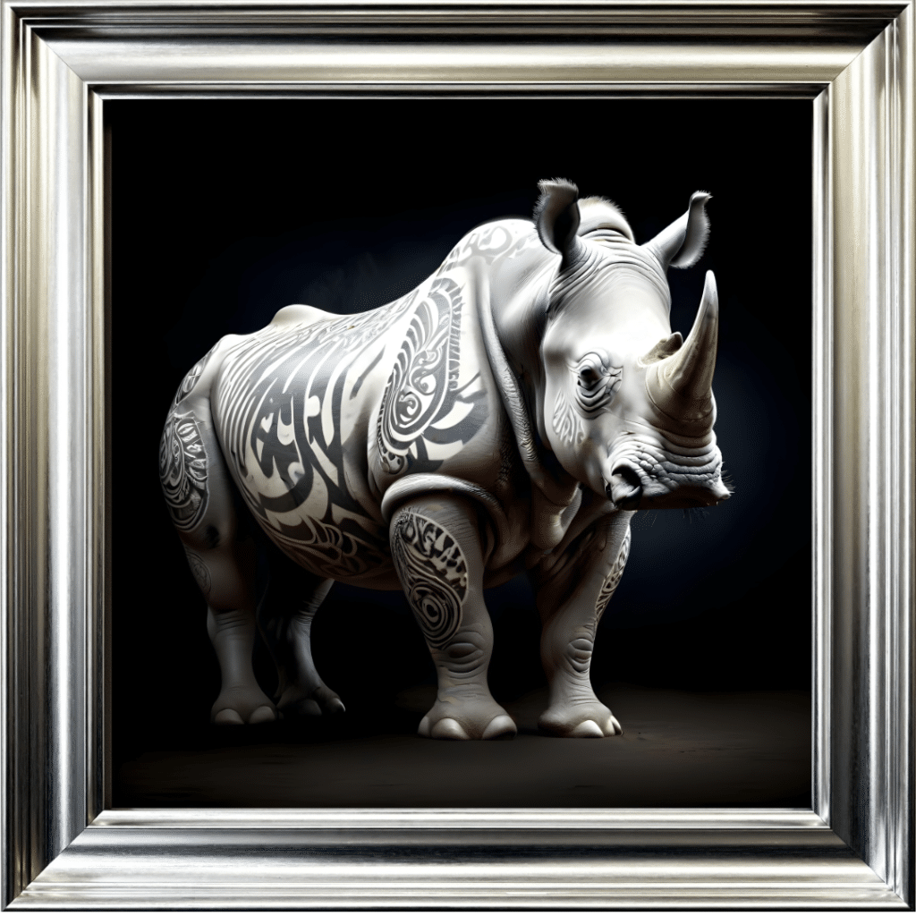 Tattooed Rhino - Framed Animal Wall Art