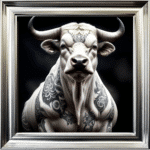 Tattooed EL Toro - Framed Animal Wall Art